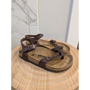 Birkenstock Brown Leather Mayari Ankle Strap Thong Sandals Women's Size 38 EU